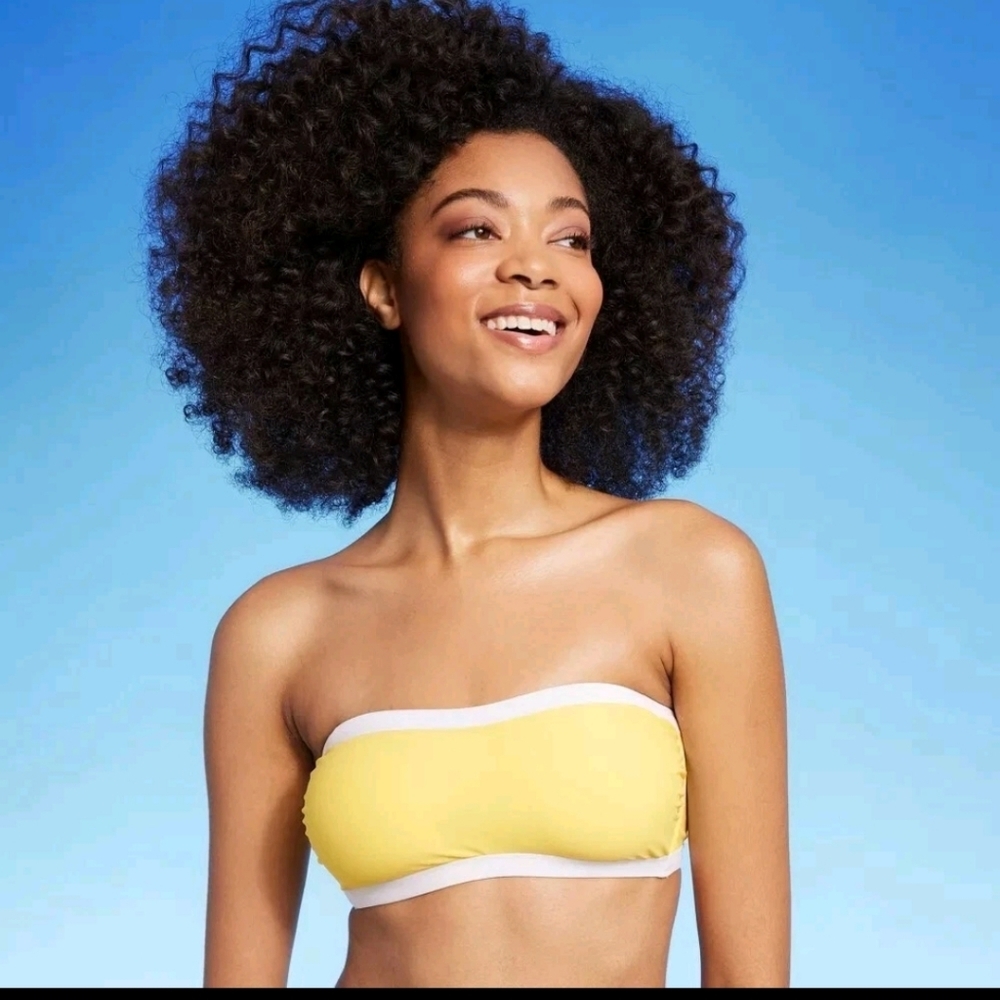 Shade & Shore Bandeau Bikini Top Womens Removable Straps Yellow M(8-10)